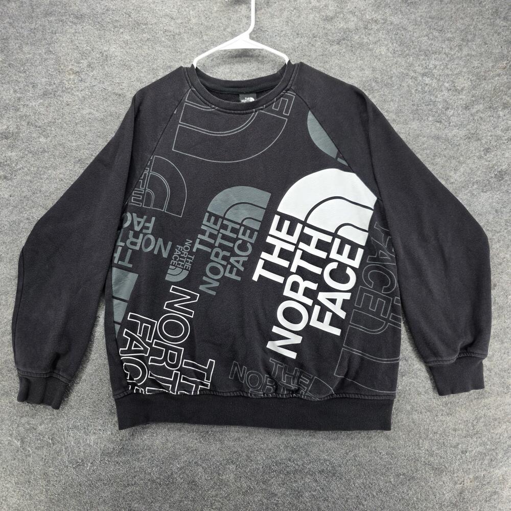 The North Face Sweatshirt Womens L Black Pullover Raglan Graphic Crew Neck